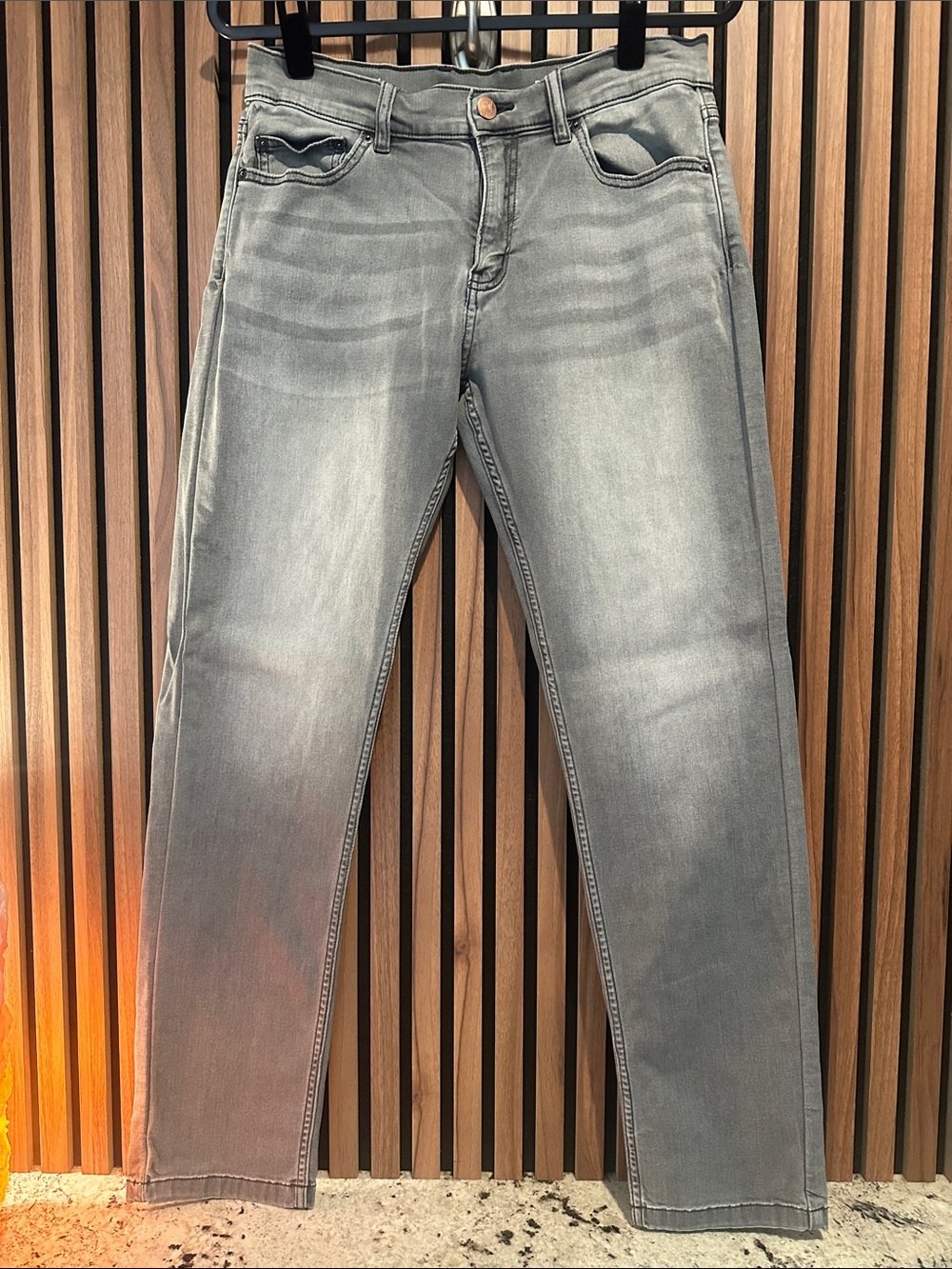 Men's Straight Fit Grey Washed Jeans